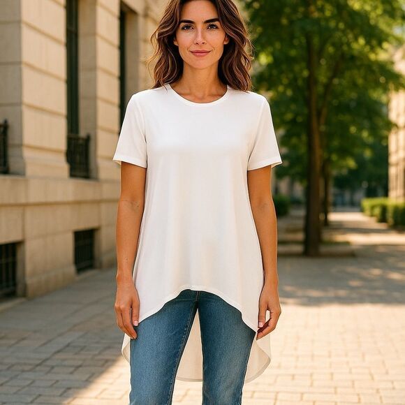 BCBG MAXAZRIA Hi Lo Hem Sheer Short Sleeve Top Size XS - Picture 1 of 8